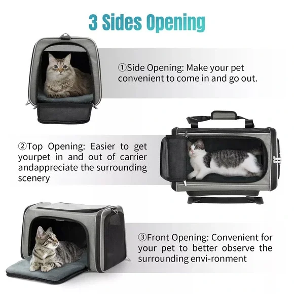 20lbs 1680D Oxford Pet Cat Carrier Airline Approved Breathable Mesh Dog Trave... - Picture 4 of 8